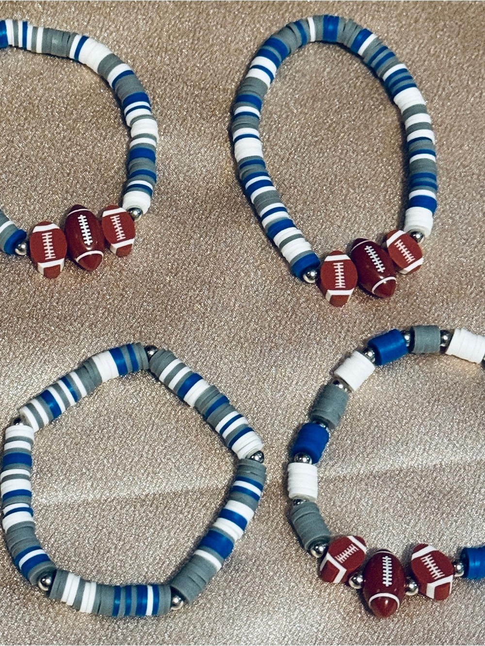 Cowboys Blue White Clay Bead Bracelet, Football Gameday Spirit Stack BTJ - Picture 5 of 9